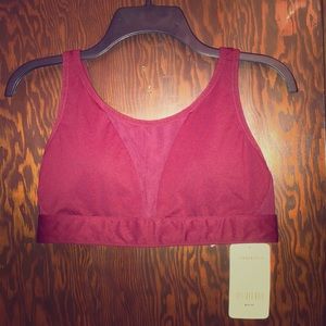 Fabletics Burgundy Mesh Panel Sports Bra